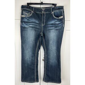 Hydraulic Bailey Bootcut Jeans Sz 24 NWT Western Crystal Chic Dark Wash Denim